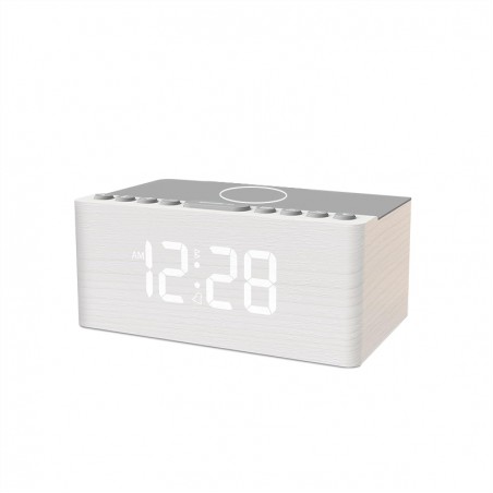 Wooden LED time display Bluetooth speaker charger