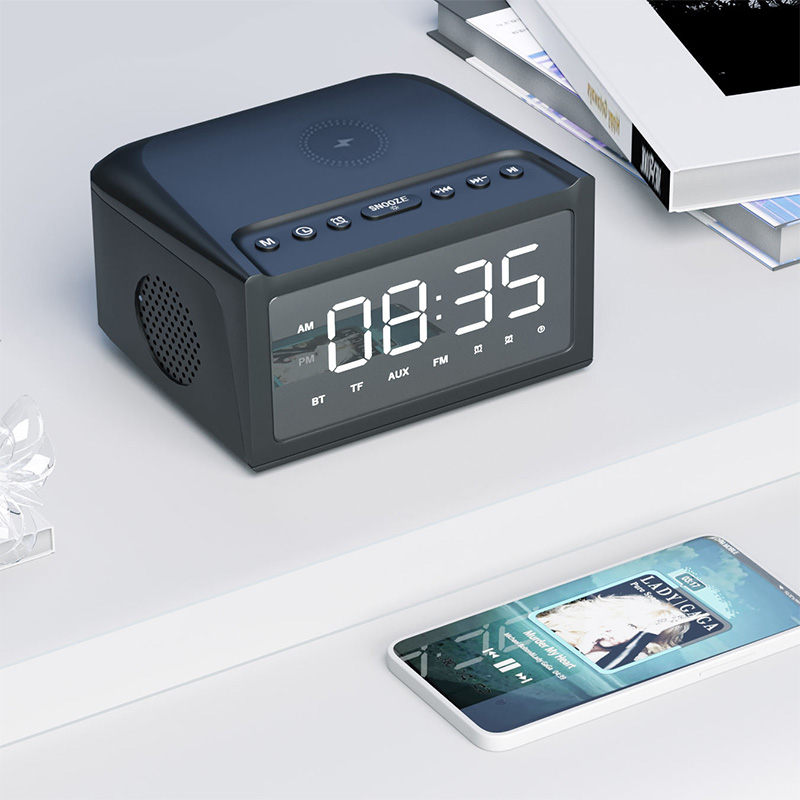 LED display time wireless bluetooth speaker charger