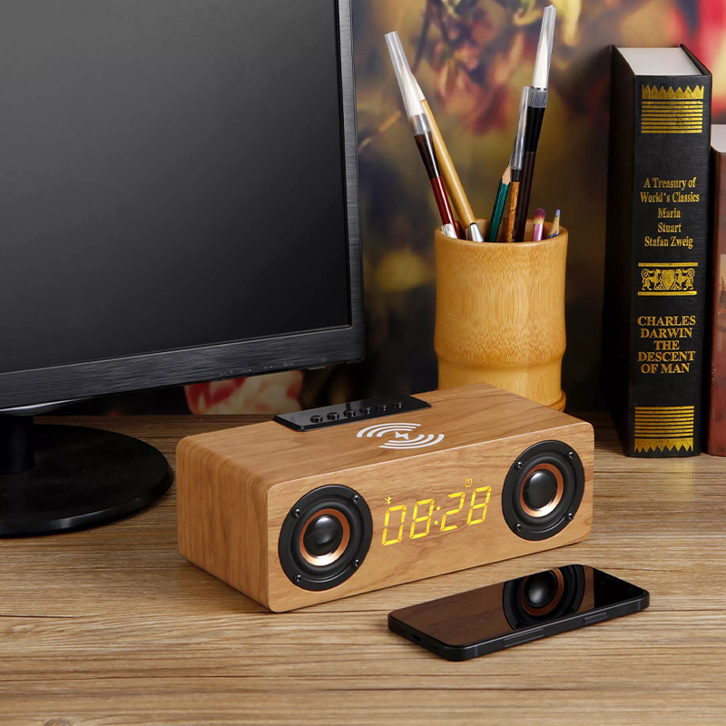 Wooden multi-function bluetooth speaker charger