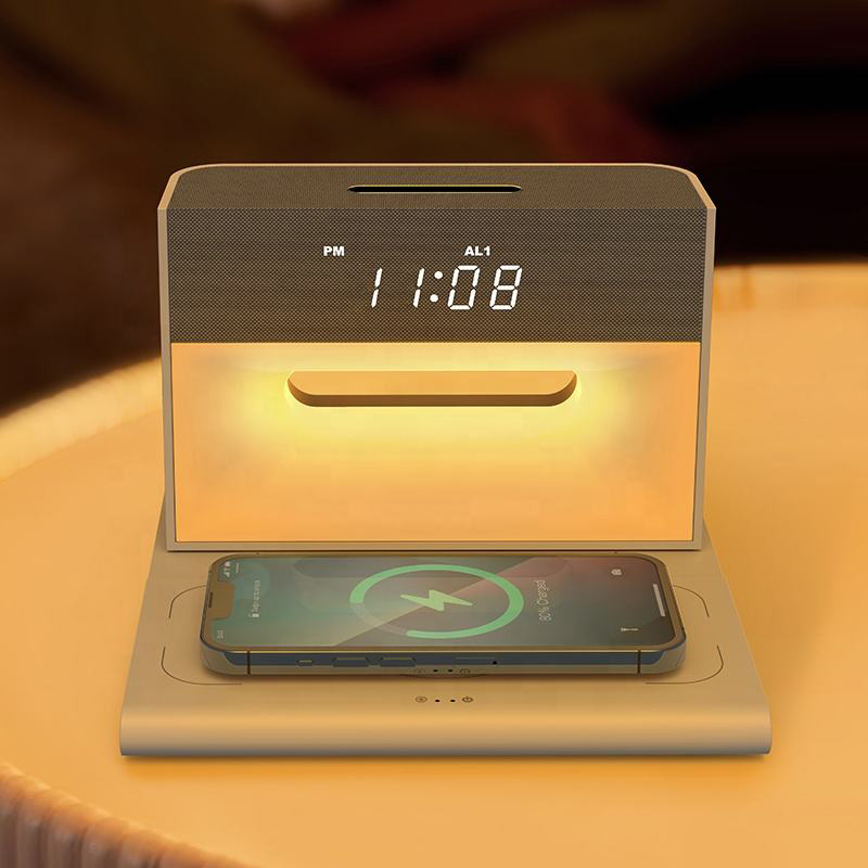 4 In 1 alarm clock rgb light bluetooth speaker charger
