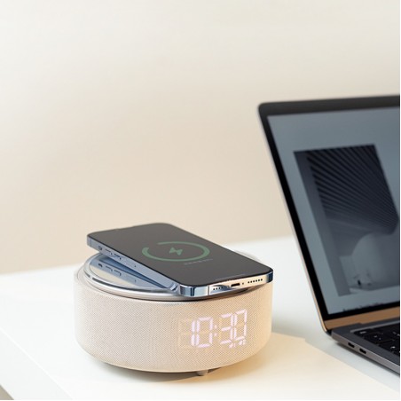 Simple foldable time alarm clock Bluetooth speaker charger