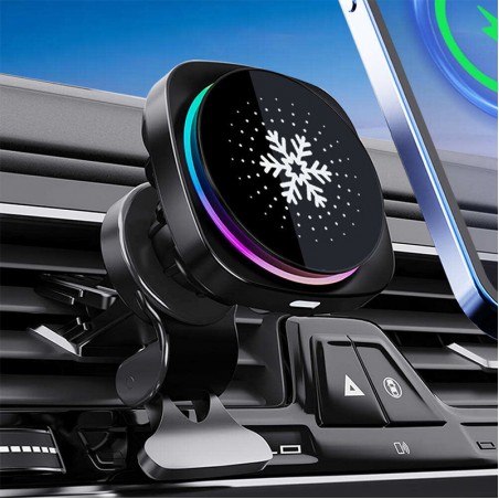 Magnetic wireless car charger with RGB light