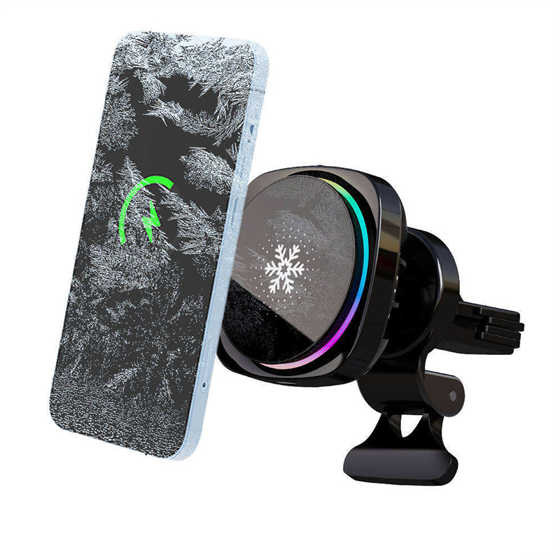 Magnetic wireless car charger with RGB light