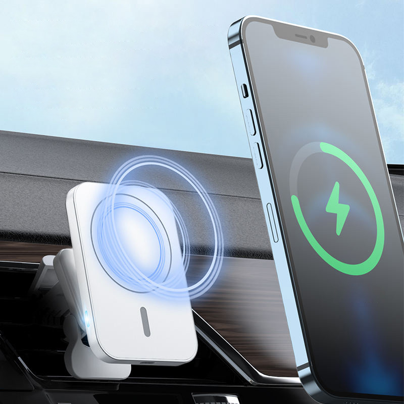 Magnetic wireless air outlet car charger