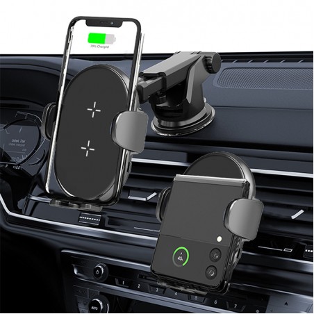 Dual coil wireless air vent clip car charger