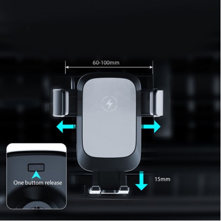 Black 15w wireless holder car charger