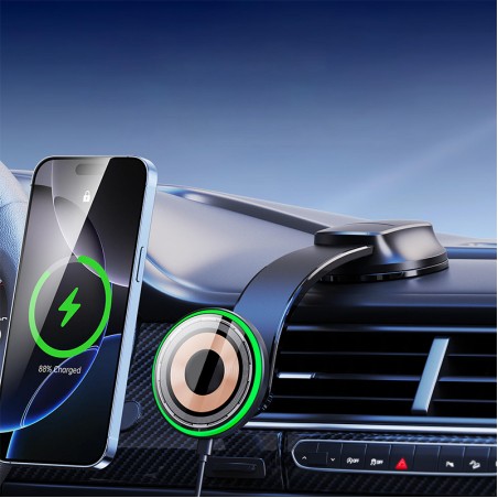 Bendable metal arm magnetic wireless car charger