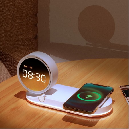 Clock alarm multi-function wireless charger