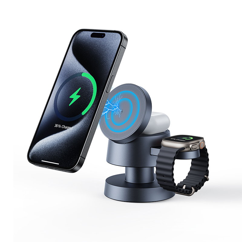 Foldable magnetic multifunctional wireless charger