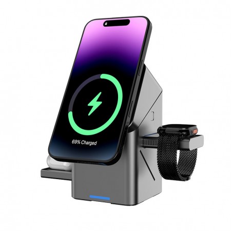Rotating foldable multifunctional wireless charger