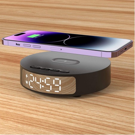 Desktop round clock wireless portable charger