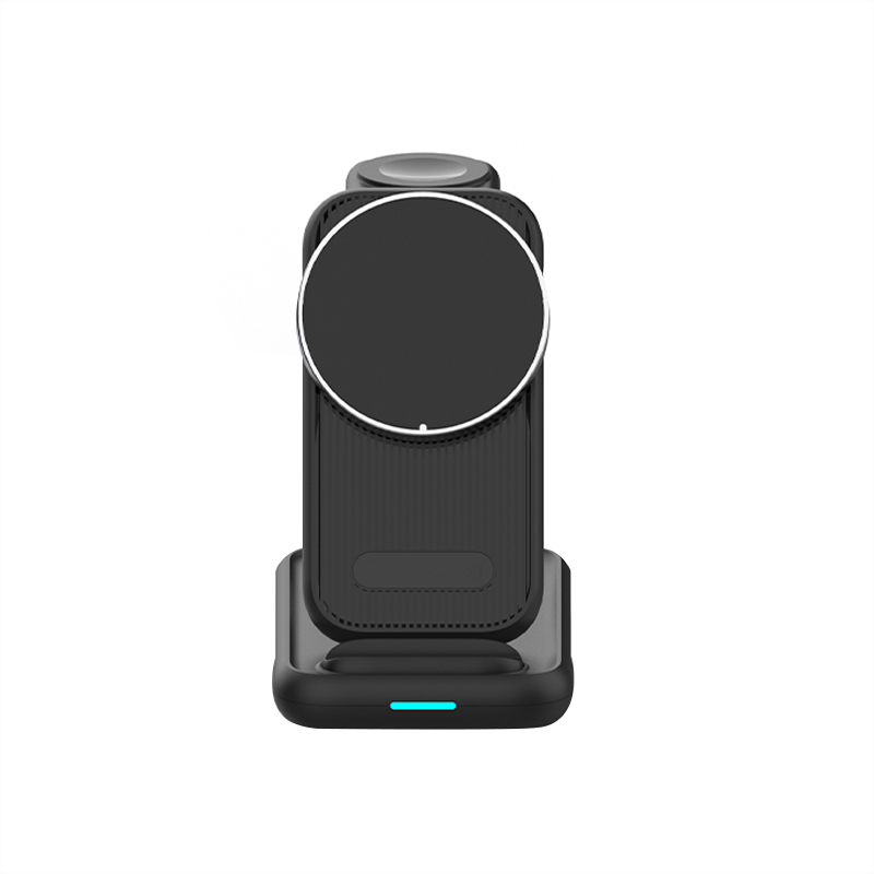 Black foldable 3 in 1 magnetic portable charger