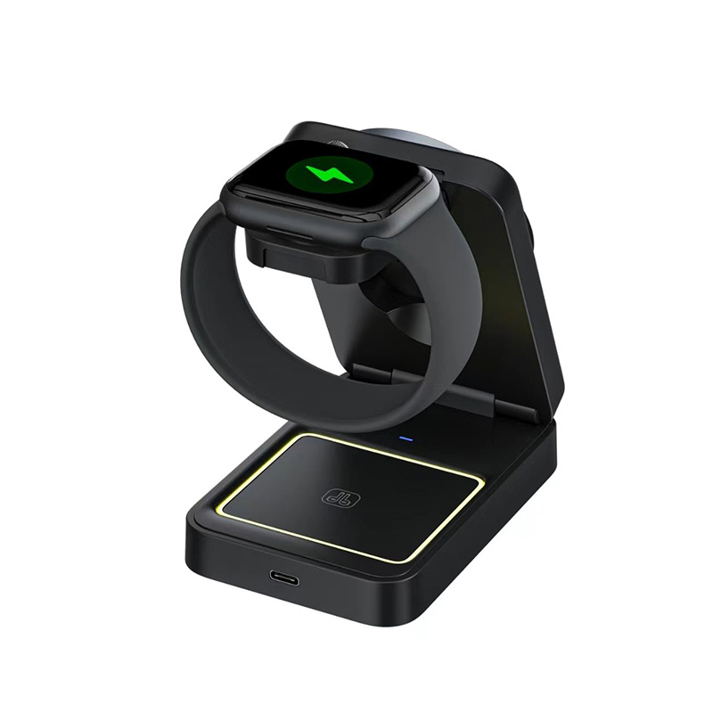 Black 3-in-1 magnetic wireless portable charger