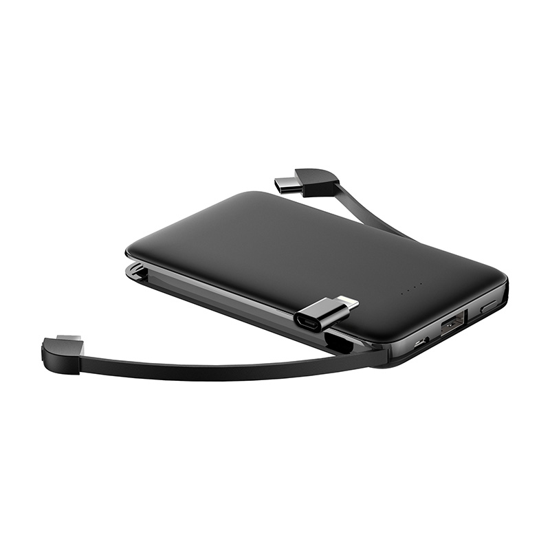 Ultra-thin alloy built-in cable portable charger