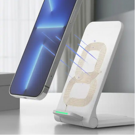 Vertical foldable wireless charger with stand