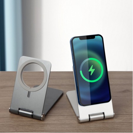 Aluminum alloy magnetic wireless charger with stand