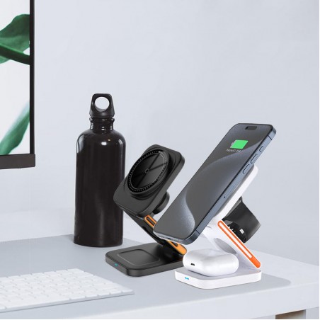 Foldable magnetic wireless charger with stand