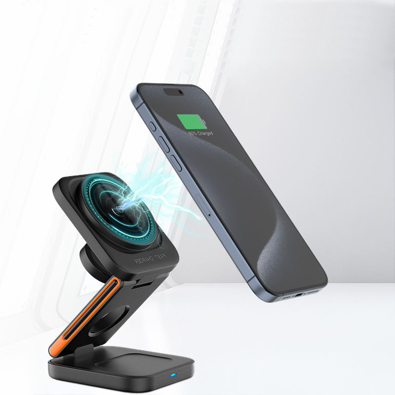 Foldable magnetic wireless charger with stand