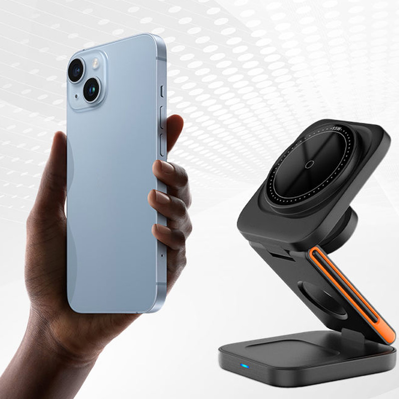 Foldable magnetic wireless charger with stand