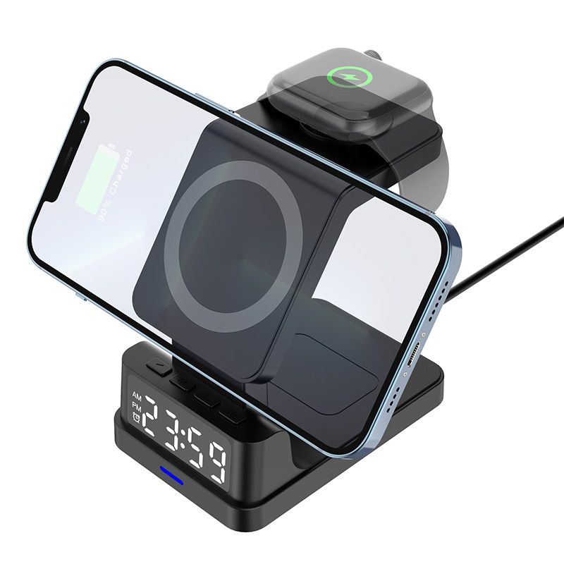 Digital clock magnetic wireless charger with stand