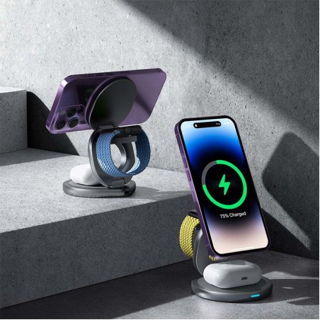 3 In 1 folding magnetic wireless charger with stand