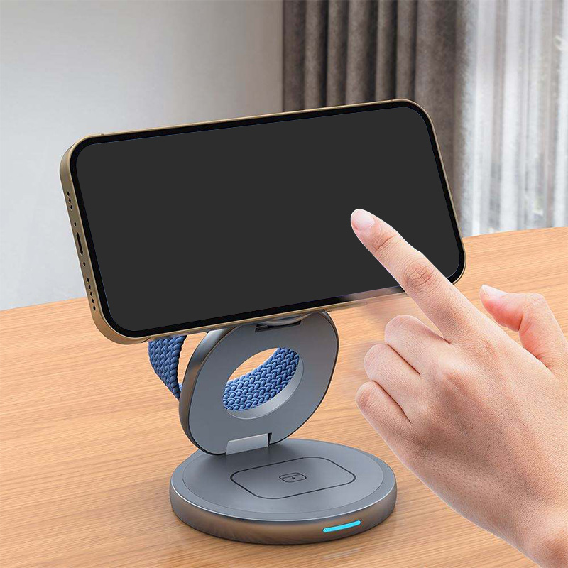 3 In 1 folding magnetic wireless charger with stand