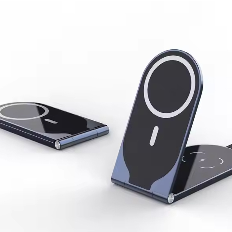 Black foldable wireless charger with stand