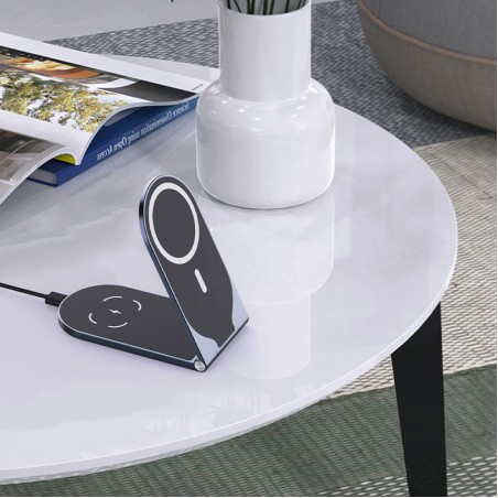 Black foldable wireless charger with stand