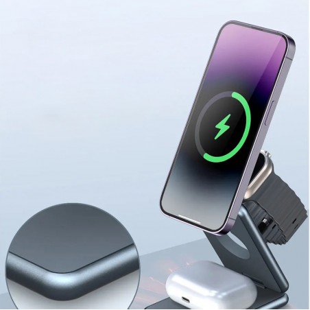 Aluminum alloy 3 in 1 wireless charger with stand